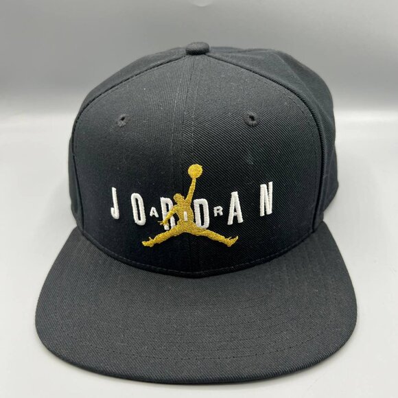 Air Jordan Hat Men Black Embroidered Gold Logo Jumpman Snap Back‎ Cap